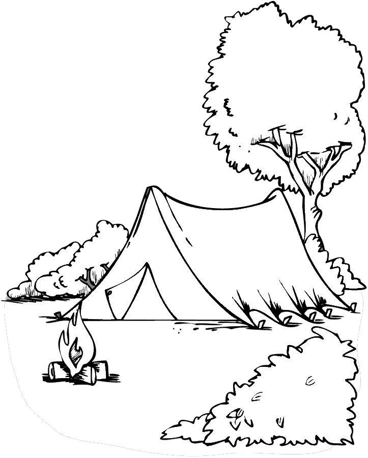 Plansa de colorat cu Camping 16 8